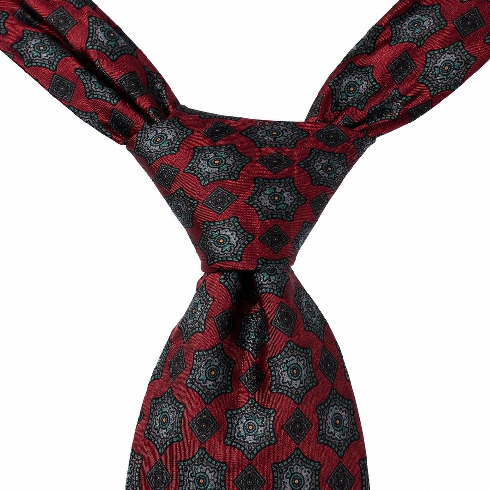 Vtg Britches of Georgetowne Mens Necktie Red Geometric Silk Classic Academic Tie
